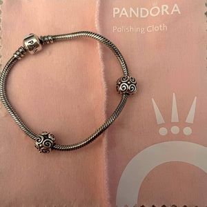 Pandora bracelet with Abstract Gold Accent Clips